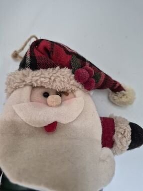 Holiday Plush Santa Wagon Ornament in Red Plaid - Unbranded